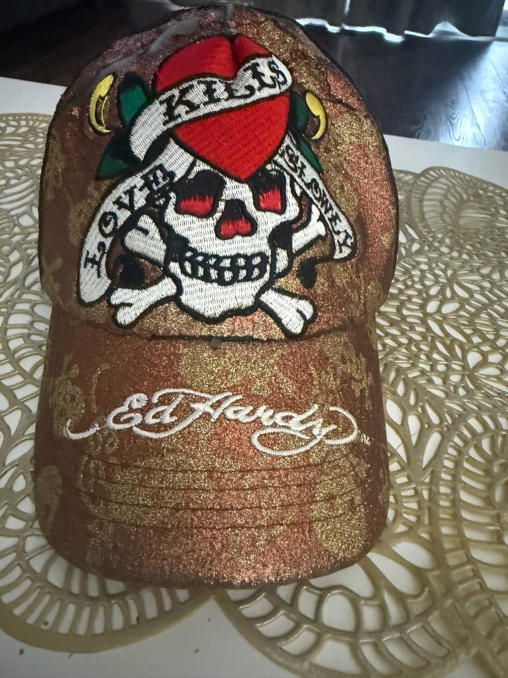 Ed Hardy Glitter Skull Hat